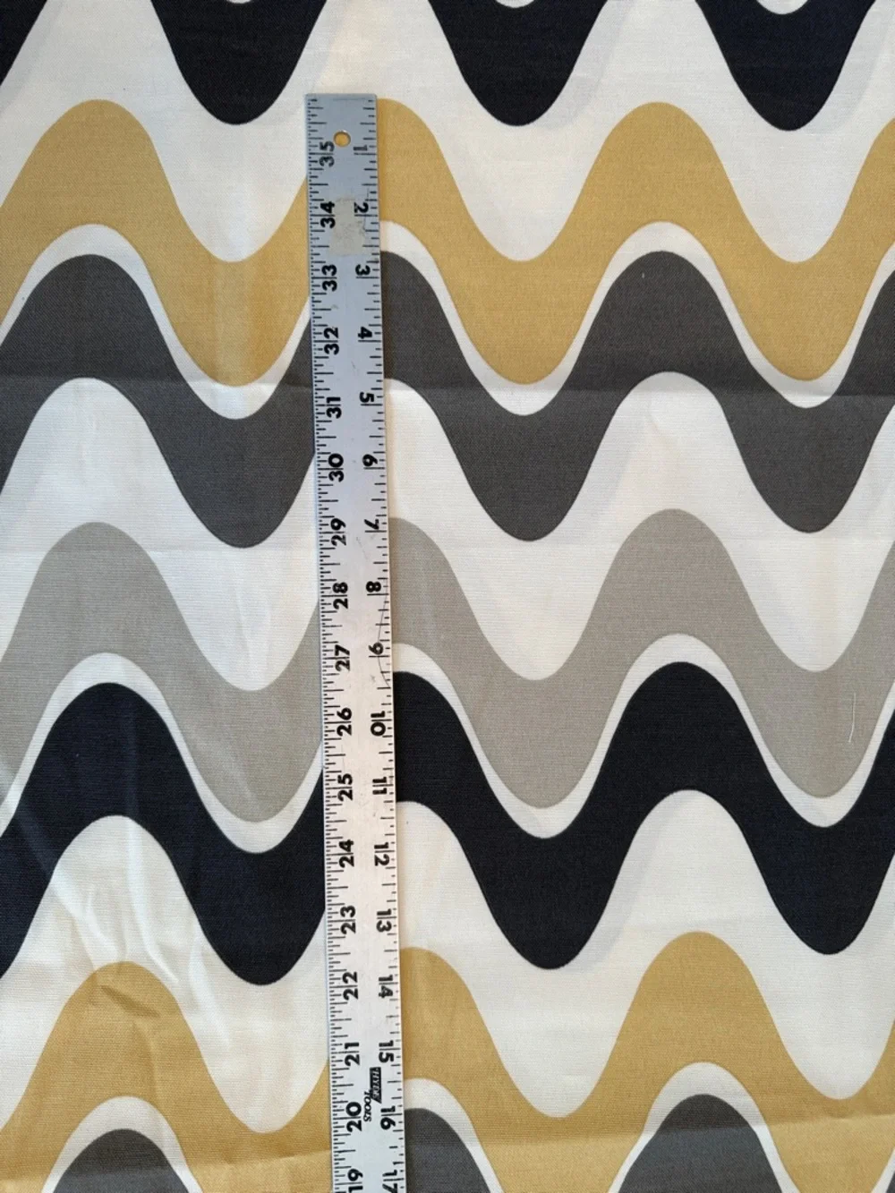 Modern Wavy Pattern Decorative Fabric Panel in Black, Gold, Gray - Picture 2 of 3
